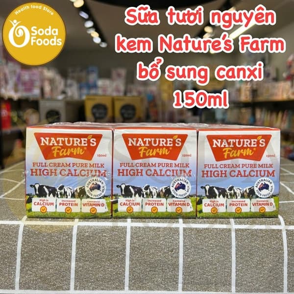 Sữa tươi nguyên kem Nature's Farm bổ sung canxi 150ml