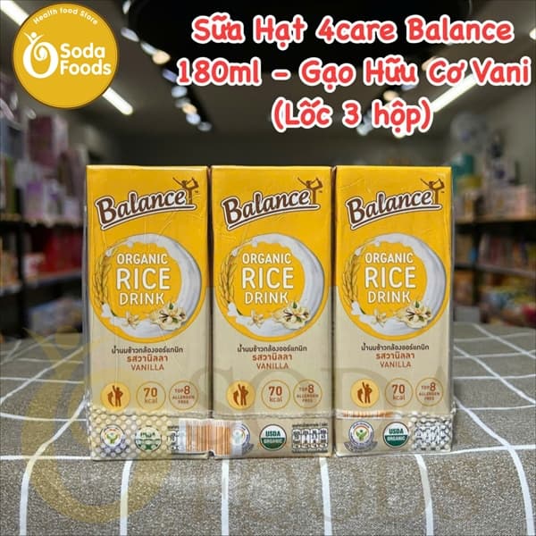 Sữa Hạt 4care Balance 180ml - Gạo Hữu Cơ Vani (Lốc 3 hộp)