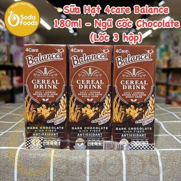 Sữa Hạt 4care Balance 180ml - Ngũ Cốc Chocolate (Lốc 3 hộp)