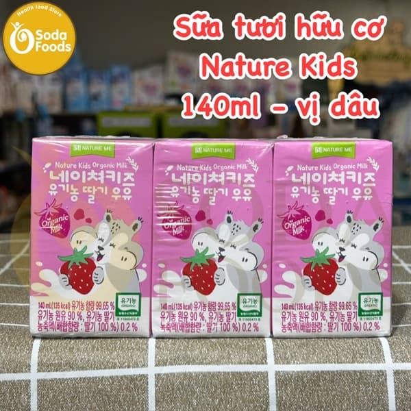Sữa tươi hữu cơ Nature Kids 140ml - vị dâu