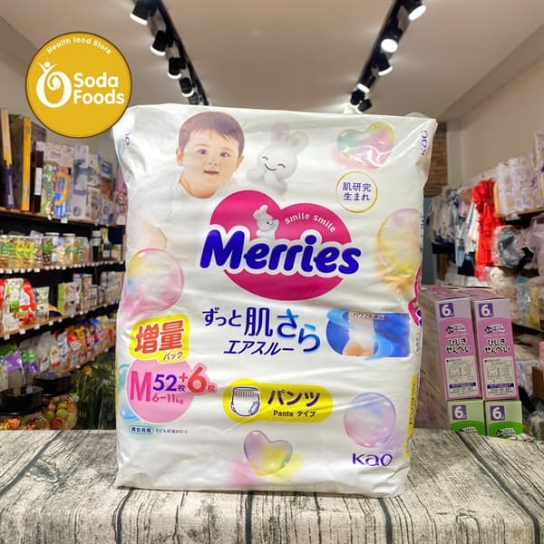 Tã Merries quần M52+6 (6-11kg)