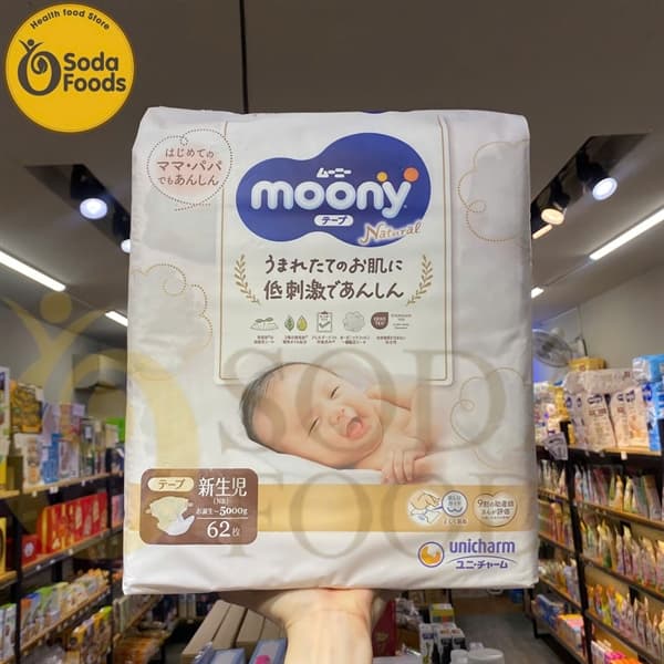 Tã Moony Natural dán NB62 (<5kg)