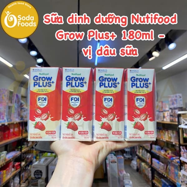Sữa dinh dưỡng Nutifood Grow Plus+ 180ml - Vị Dâu Sữa
