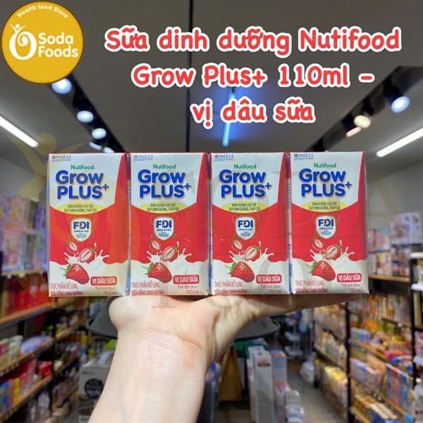 Sữa dinh dưỡng Nutifood Grow Plus+ 110ml - Vị Dâu Sữa
