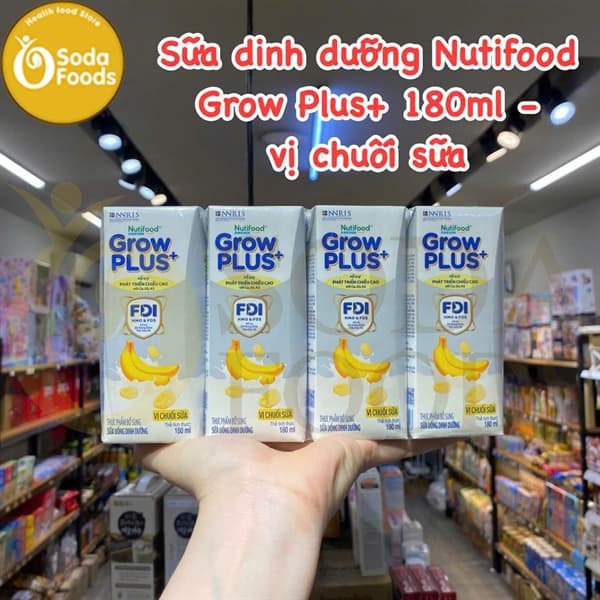 Sữa dinh dưỡng Nutifood Grow Plus+ 180ml - Vị Chuối Sữa