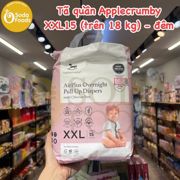 Tã quần Applecrumby Mini XXL15 ( trên 18kg) - đêm