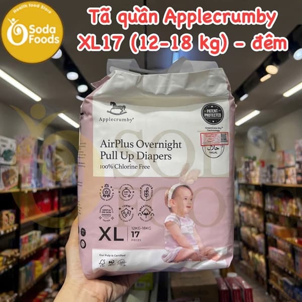 Tã quần Applecrumby Mini XL17 (12-18kg) - đêm