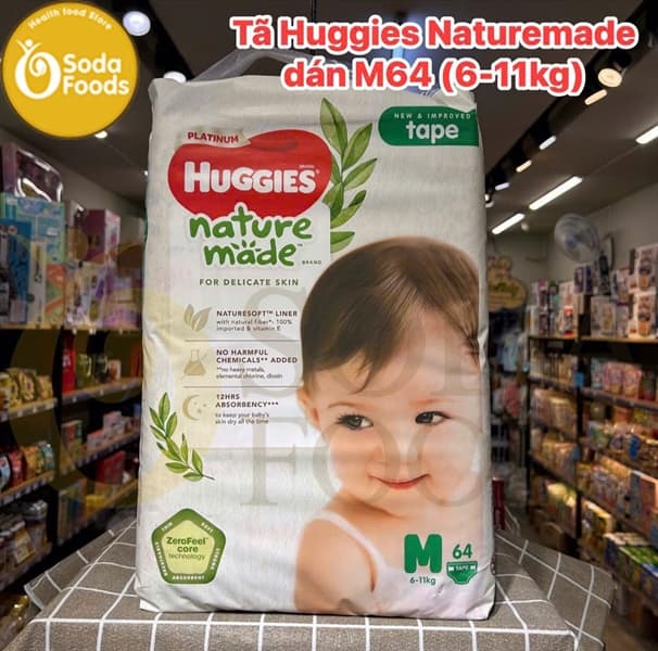 Tã Huggies Naturemade dán M64 (6-11kg)