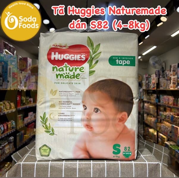 Tã Huggies Naturemade dán S82 (4-8kg)