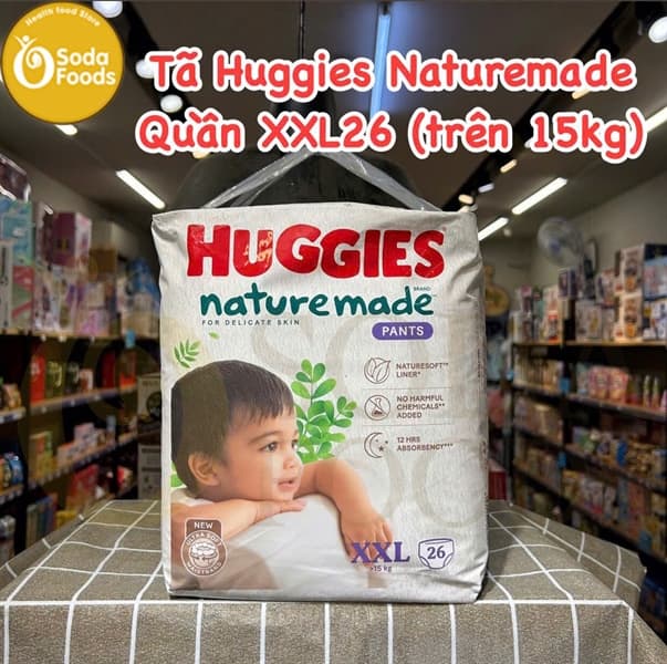 Tã Huggies Naturemade quần XXL26 (trên 15kg)