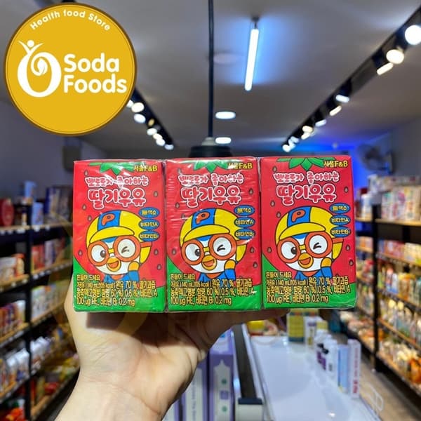 Sữa tươi Pororo 140ml Hàn Quốc 1y+ - dâu