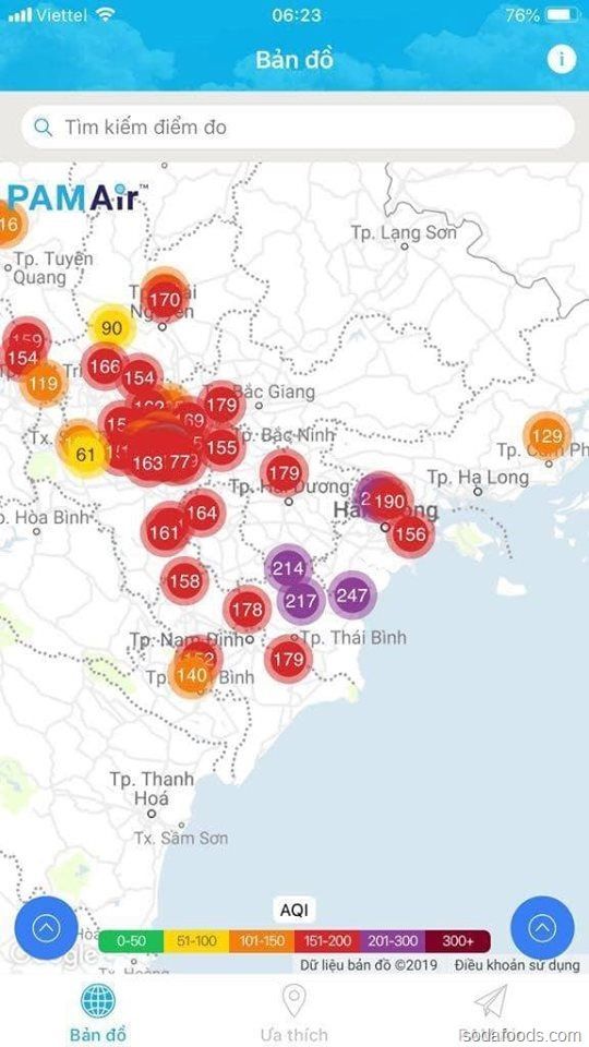 Cảnh báo ô nhiễm bụi mịn PM 2.5 tại các thành phố lớn đã chuyển sang mức báo động màu tím