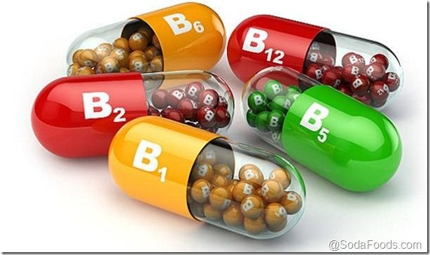 Vitamin B. Capsules B1 B2 B6 B12 on white isolated background. 3d