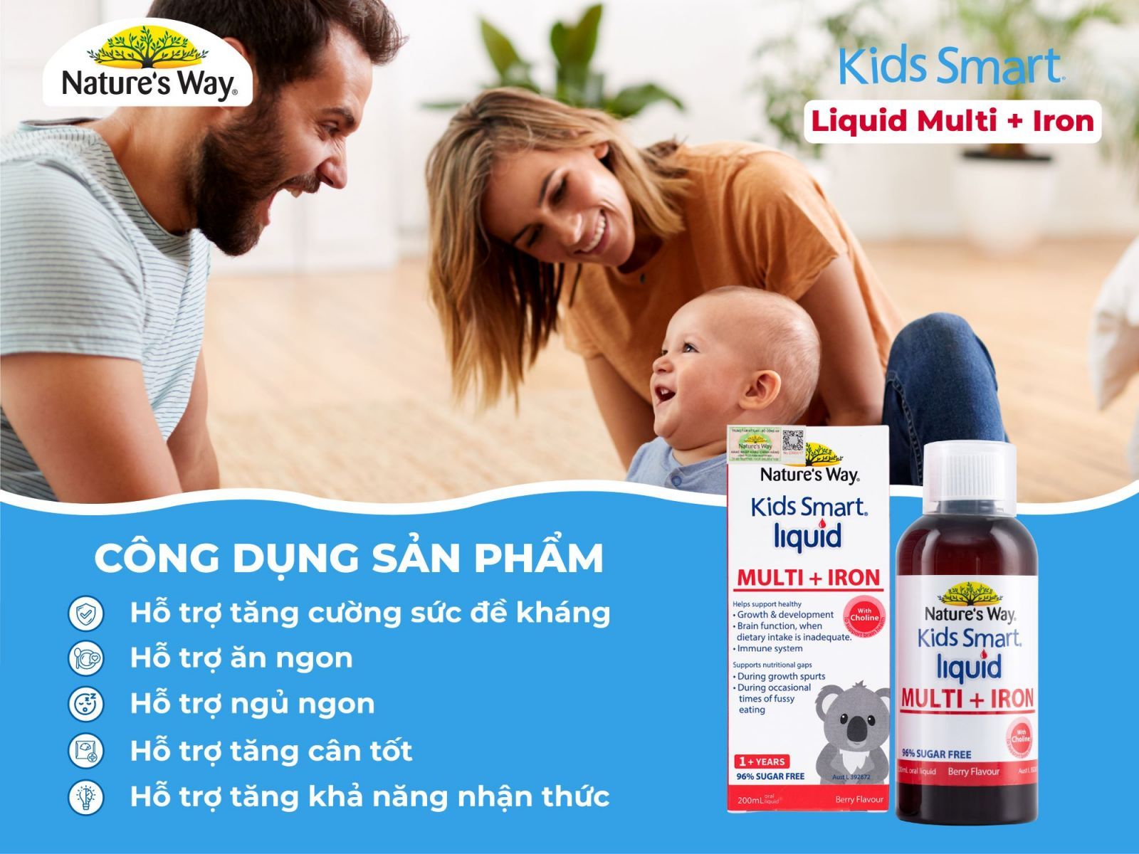 Nature's Way Kids Smart Multi Iron Liquid - Bổ sung sắt và các vi chất cần thiết cho trẻ nhỏ